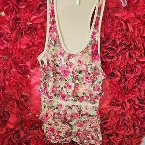 Deb Women's Floral Sleeveless Ruffle Tank Top Size XLarge